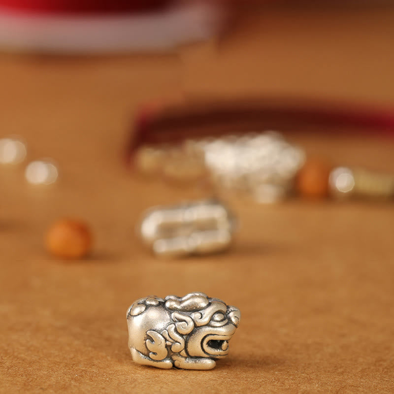 Pulsera tobillera trenzada hecha a mano con cuentas de madera de melocotón y dije de Pixiu de Buddha Stones en plata de ley 999. - image 20