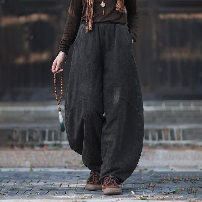 Pantalones térmicos de algodón ramio con cintura elástica para mujer, de Buddha Stones, con bolsillos, para invierno - Gris oscuro - US6, UK/AU10, EU38 (L) - image 20