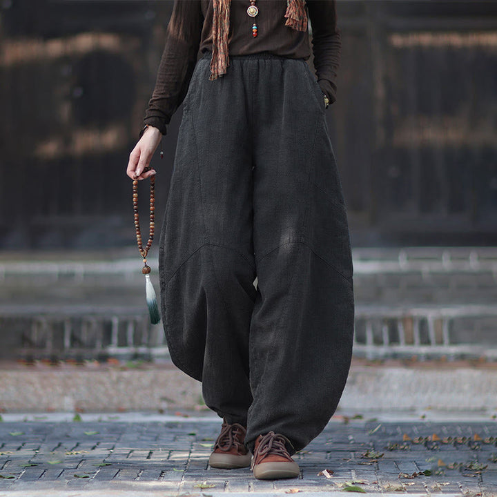 Pantalones térmicos de algodón ramio con cintura elástica para mujer, de Buddha Stones, con bolsillos, para invierno - Gris oscuro - US6, UK/AU10, EU38 (L) - image 20