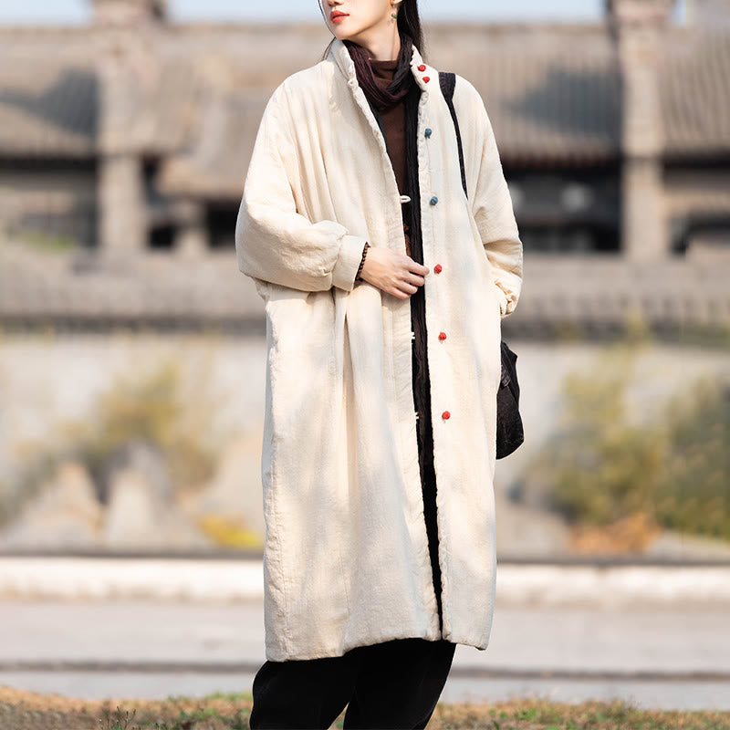 Abrigo térmico de invierno Buddha Stones de algodón ramio con botones de rana para mujer, de manga larga y bolsillos - image 6