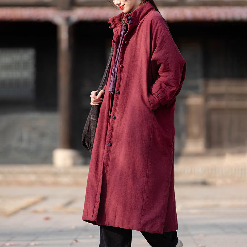 Abrigo térmico de invierno Buddha Stones de algodón ramio con botones de rana para mujer, de manga larga y bolsillos - image 13