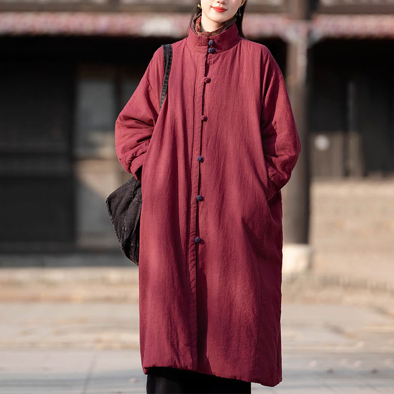 Abrigo térmico de invierno Buddha Stones de algodón ramio con botones de rana para mujer, de manga larga y bolsillos - image 19