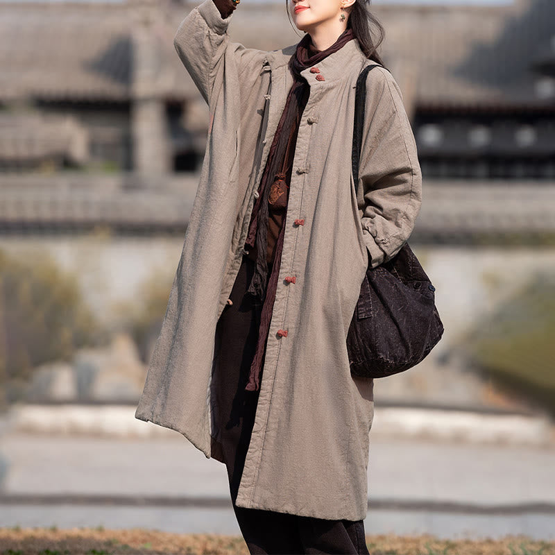 Abrigo térmico de invierno Buddha Stones de algodón ramio con botones de rana para mujer, de manga larga y bolsillos - image 25