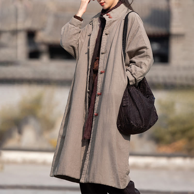 Abrigo térmico de invierno Buddha Stones de algodón ramio con botones de rana para mujer, de manga larga y bolsillos - image 31