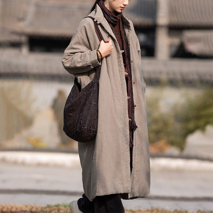 Abrigo térmico de invierno Buddha Stones de algodón ramio con botones de rana para mujer, de manga larga y bolsillos - image 26