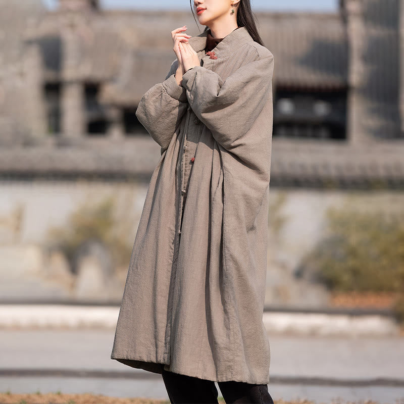 Abrigo térmico de invierno Buddha Stones de algodón ramio con botones de rana para mujer, de manga larga y bolsillos - image 28