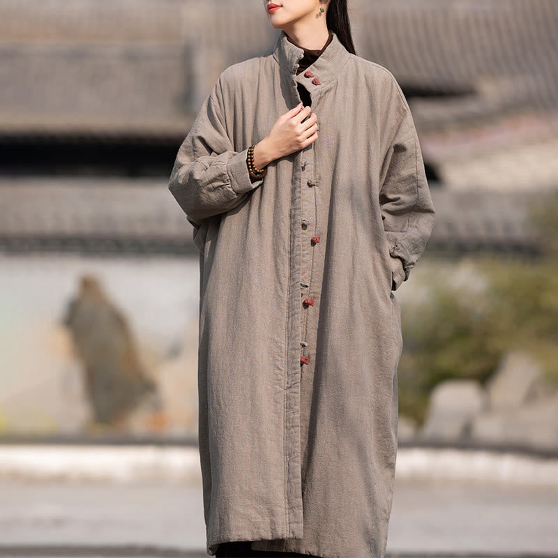 Abrigo térmico de invierno Buddha Stones de algodón ramio con botones de rana para mujer, de manga larga y bolsillos - image 30