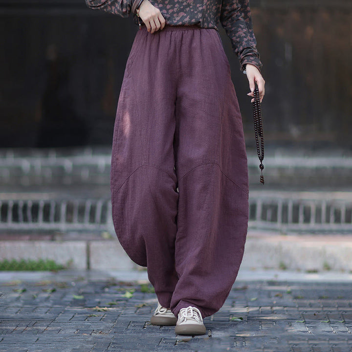 Pantalones térmicos de algodón ramio con cintura elástica para mujer, de Buddha Stones, con bolsillos, para invierno - image 16