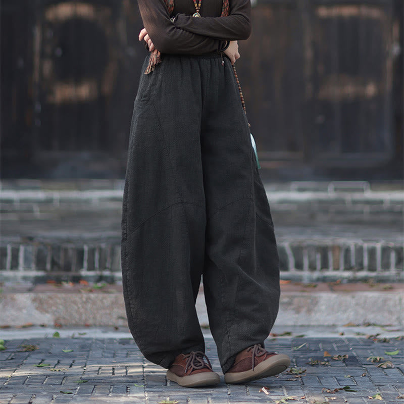 Pantalones térmicos de algodón ramio con cintura elástica para mujer, de Buddha Stones, con bolsillos, para invierno - image 22