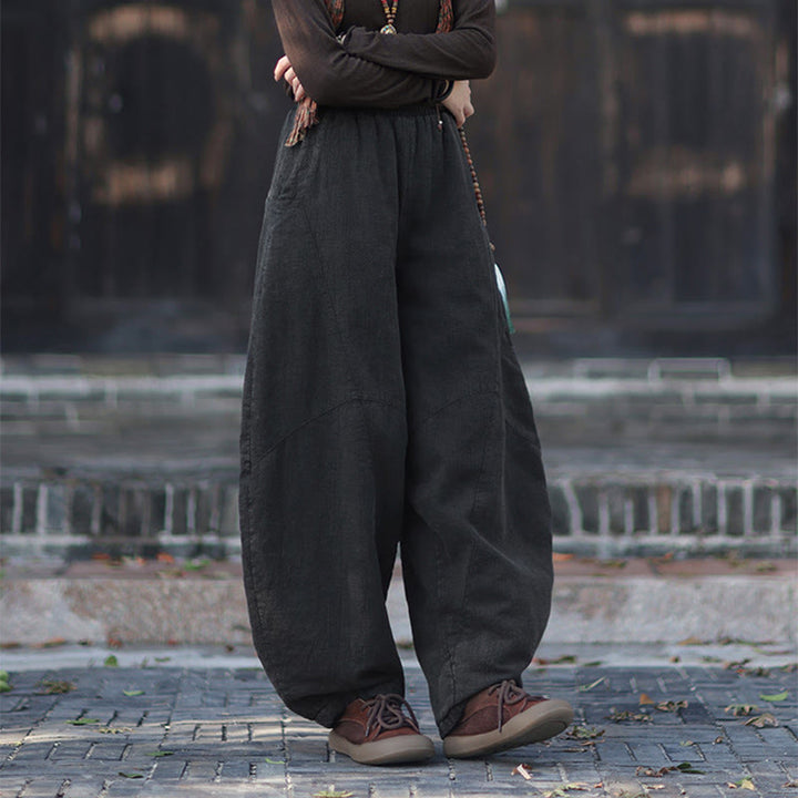 Pantalones térmicos de algodón ramio con cintura elástica para mujer, de Buddha Stones, con bolsillos, para invierno - image 22