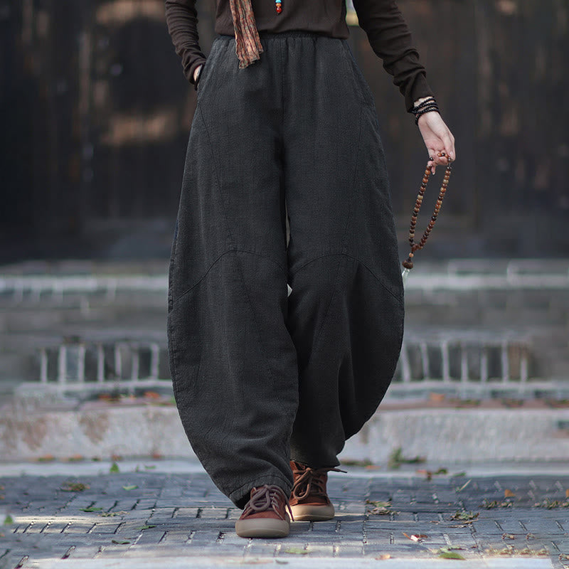 Pantalones térmicos de algodón ramio con cintura elástica para mujer, de Buddha Stones, con bolsillos, para invierno - image 21