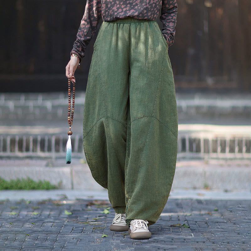 Pantalones térmicos de algodón ramio con cintura elástica para mujer, de Buddha Stones, con bolsillos, para invierno - image 28