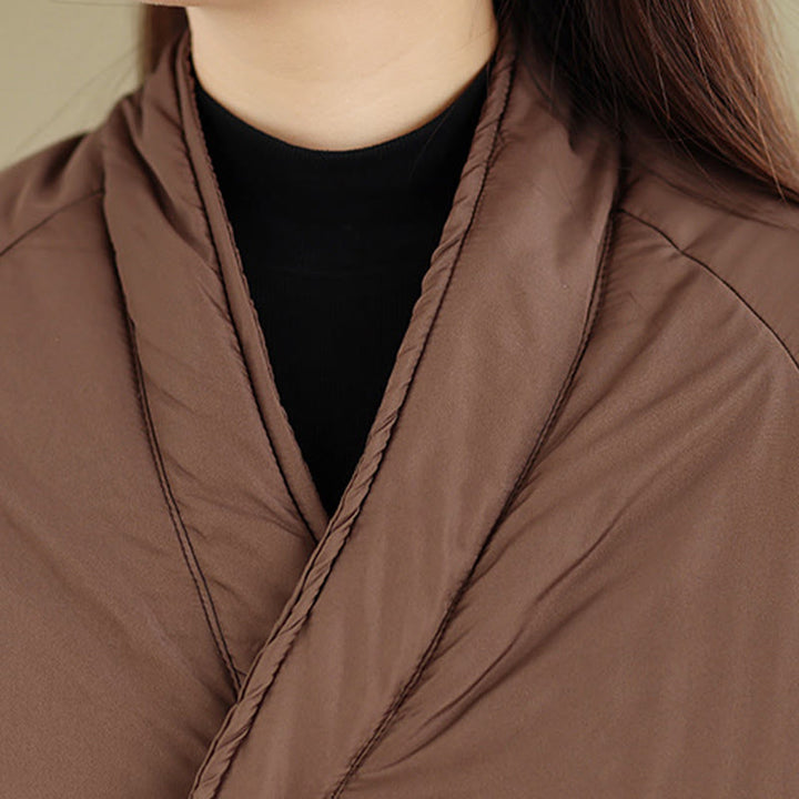 Abrigo térmico de algodón para mujer, de manga larga, con botones y cuello en V y bolsillos , de Buddha Stones, para invierno - image 7