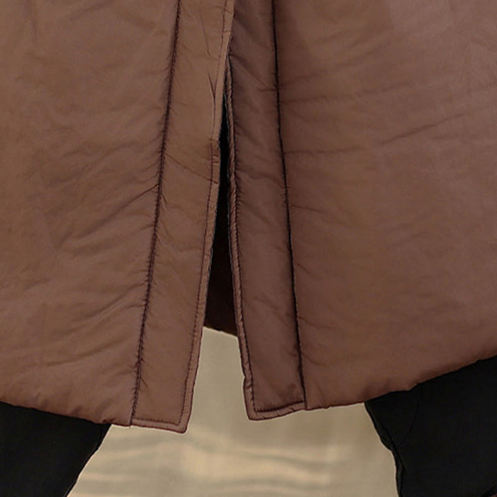 Abrigo térmico de algodón para mujer, de manga larga, con botones y cuello en V y bolsillos , de Buddha Stones, para invierno - image 10