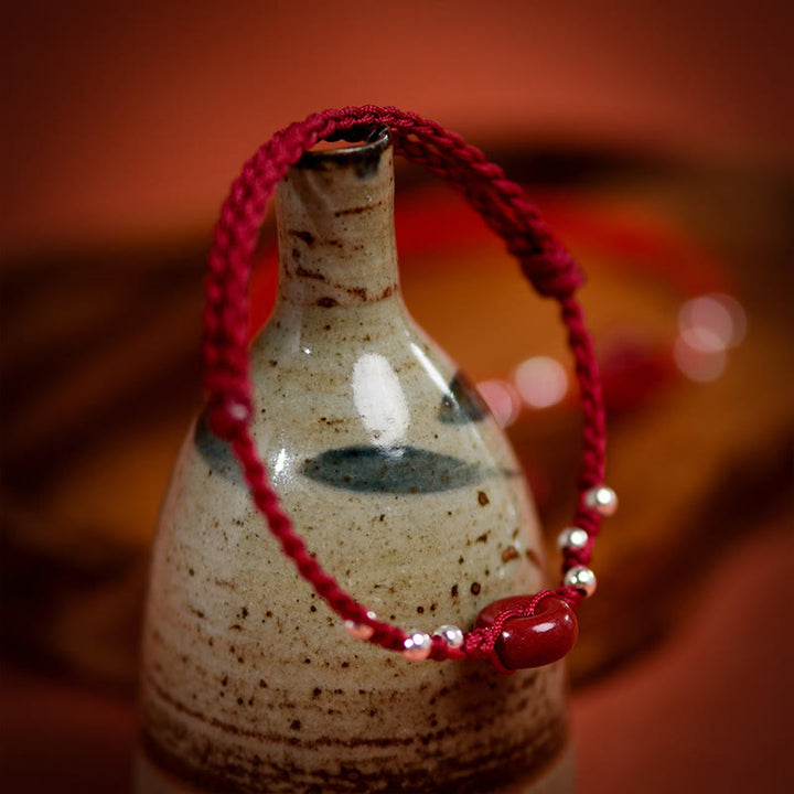 Pulsera tobillera ajustable con bendición de cuerda hecha a mano con hebilla de paz y cinabrio de Buddha Stones - image 17