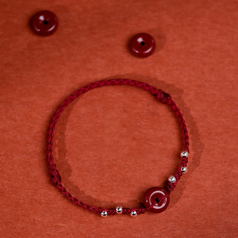 Pulsera tobillera ajustable con bendición de cuerda hecha a mano con hebilla de paz y cinabrio de Buddha Stones - image 14