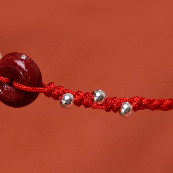 Pulsera tobillera ajustable con bendición de cuerda hecha a mano con hebilla de paz y cinabrio de Buddha Stones - image 7