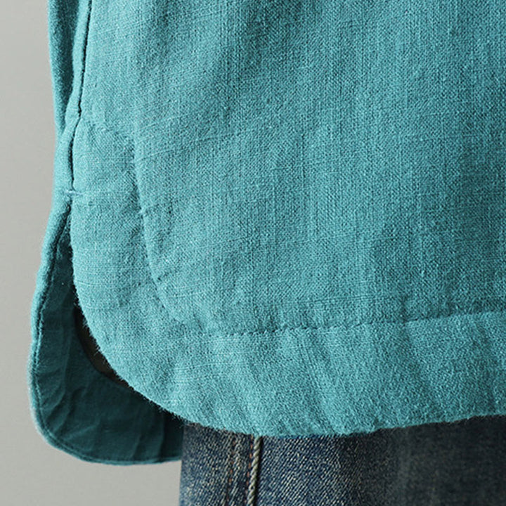 Chaqueta térmica vintage de algodón de manga larga con botones de rana para mujer de Buddha Stones - image 10