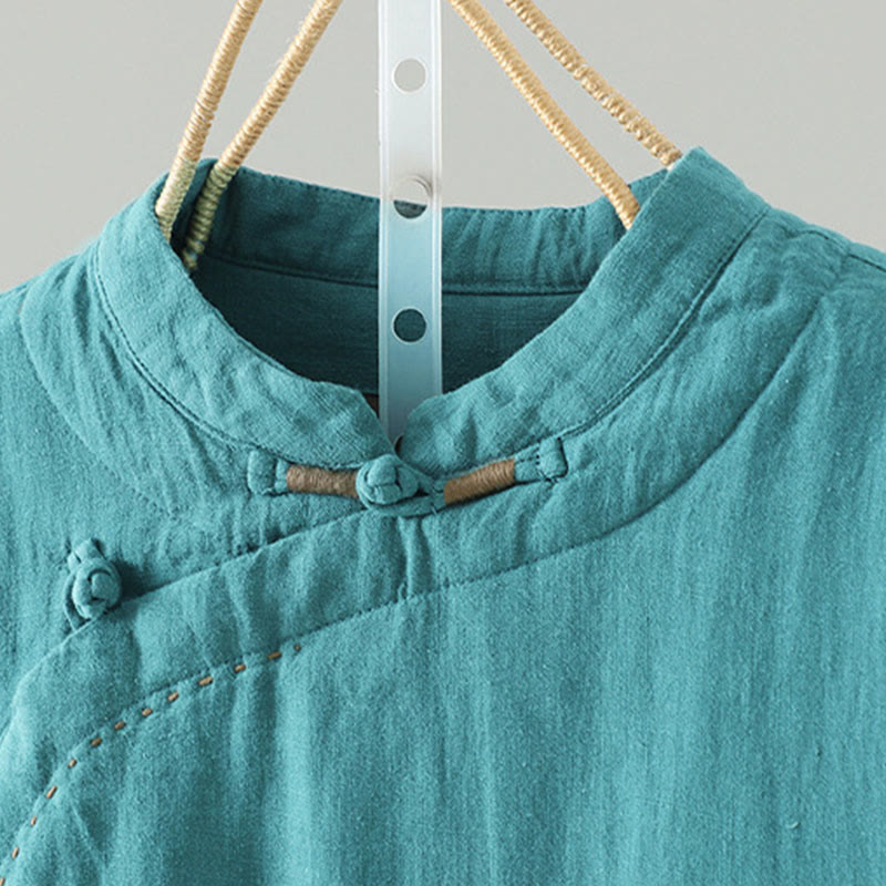 Chaqueta térmica vintage de algodón de manga larga con botones de rana para mujer de Buddha Stones - image 4