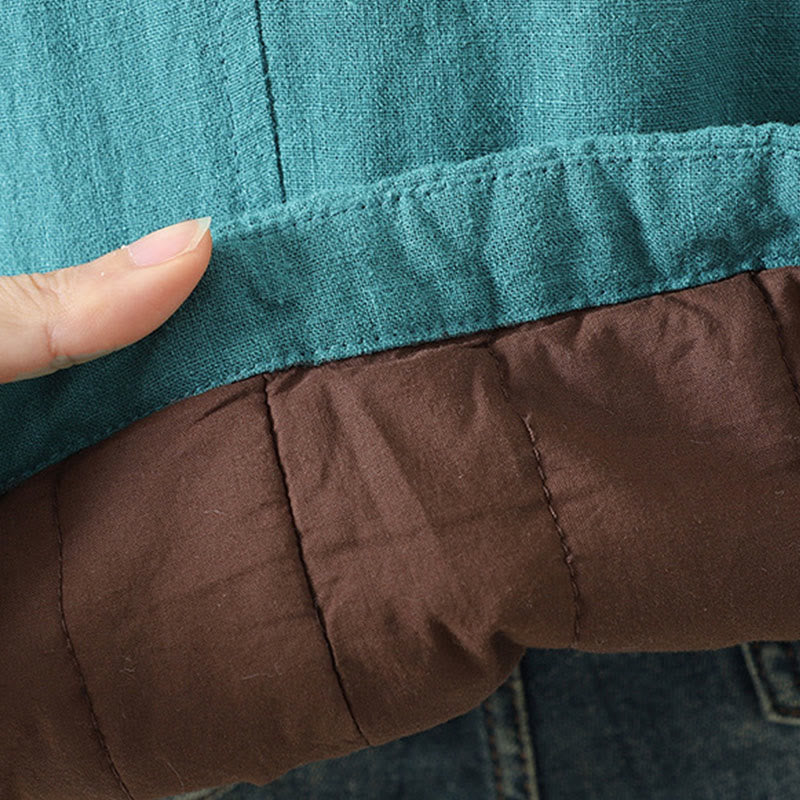 Chaqueta térmica vintage de algodón de manga larga con botones de rana para mujer de Buddha Stones - image 9