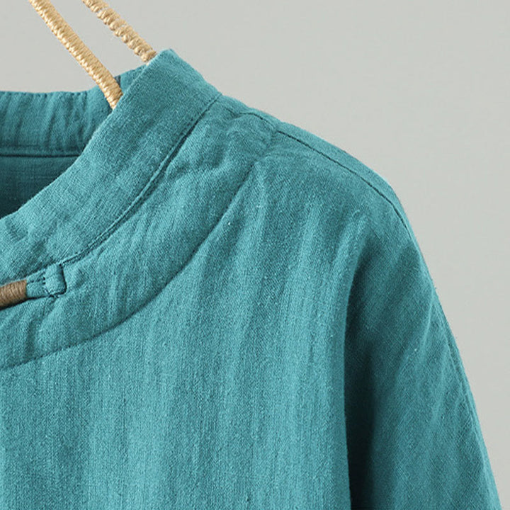 Chaqueta térmica vintage de algodón de manga larga con botones de rana para mujer de Buddha Stones - image 5