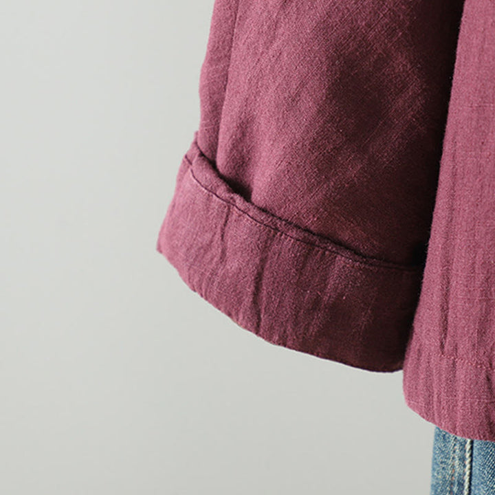 Chaqueta térmica vintage de algodón de manga larga con botones de rana para mujer de Buddha Stones - image 17