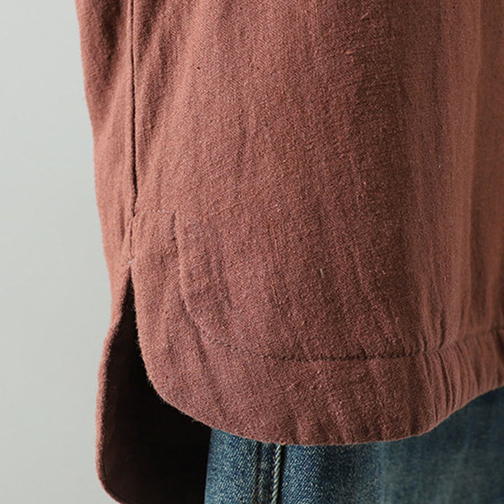 Chaqueta térmica vintage de algodón de manga larga con botones de rana para mujer de Buddha Stones - image 26