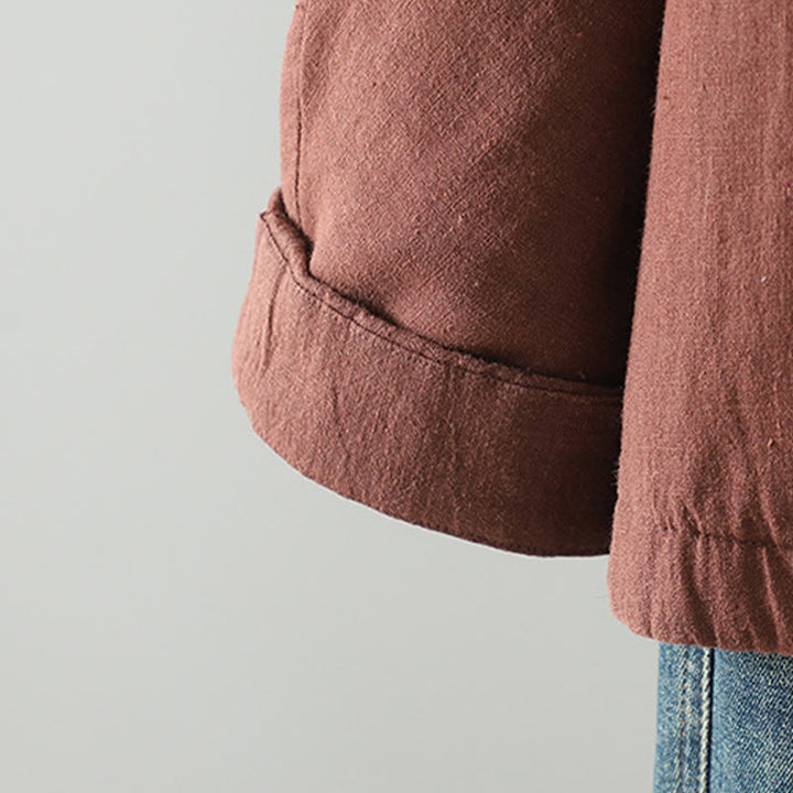 Chaqueta térmica vintage de algodón de manga larga con botones de rana para mujer de Buddha Stones - image 29