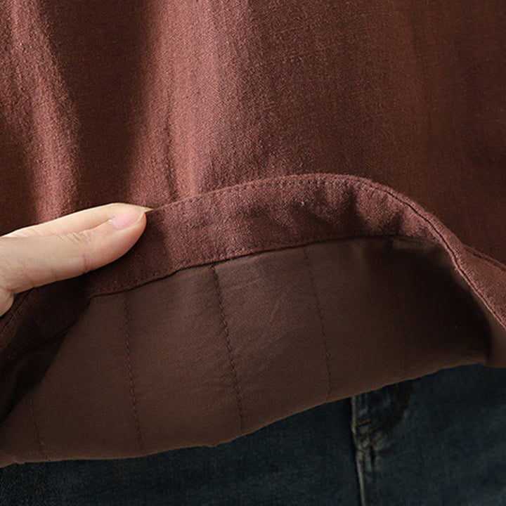 Chaqueta térmica vintage de algodón de manga larga con botones de rana para mujer de Buddha Stones - image 24