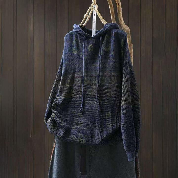 Sudadera con capucha de punto de manga larga para mujer, de algodón, con estampado geométrico de rayas y Buddha Stones otoño. - Marina de guerra - US4-6, UK/AU8-10, EU36-38 (F) - image 11