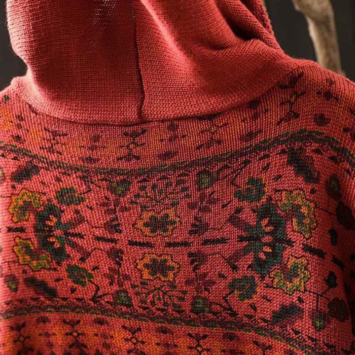 Sudadera con capucha de punto de manga larga para mujer, de algodón, con diseño de flores geométricas y Buddha Stones - image 6