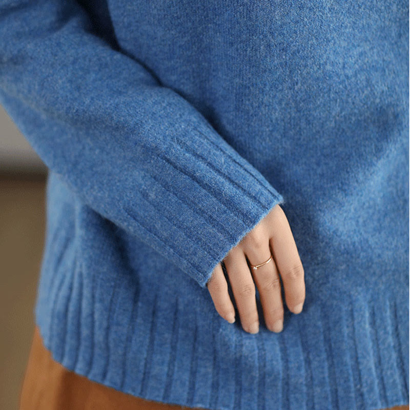 Suéter de punto de algodón de manga larga y cuello redondo de invierno para mujer con Buddha Stones - image 4