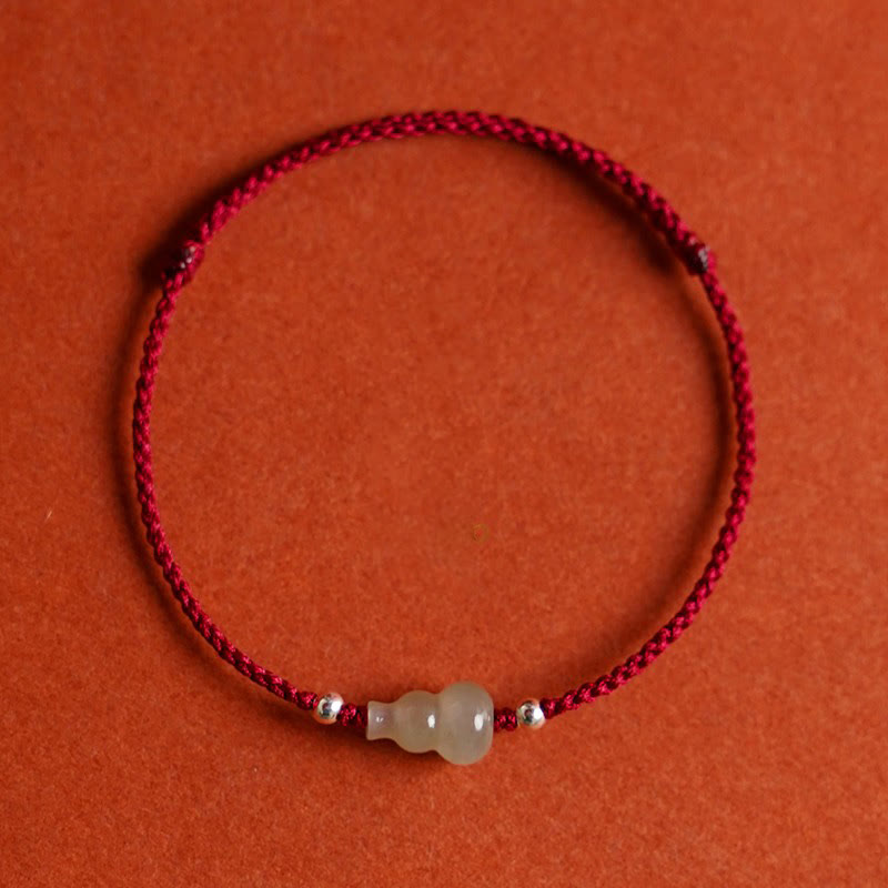 Pulsera de la prosperidad con hilo rojo de jade hetiano y Buddha Stones - Tobillera de hilo rojo oscuro (circunferencia de 22 a 30 cm) - image 1