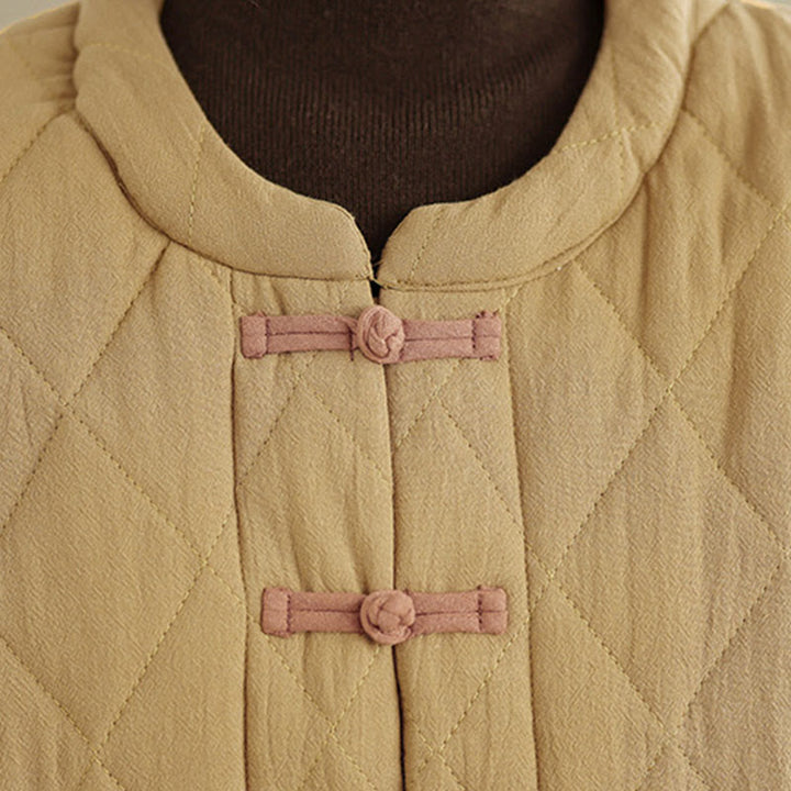 Chaqueta térmica de algodón de manga larga para mujer con bolsillos y botones de rana de invierno de Buddha Stones. - image 11