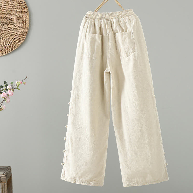 Pantalones rectos térmicos de algodón con diseño de rana y cintura elástica de Buddha Stones para mujer, con bolsillos, para invierno - image 8