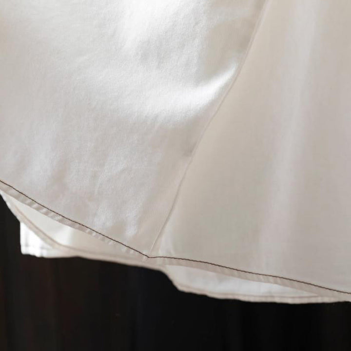 Camisa de algodón de manga larga con cuello alto para mujer, diseño con botones y bolsillos decorados con Buddha Stones en otoño - image 8