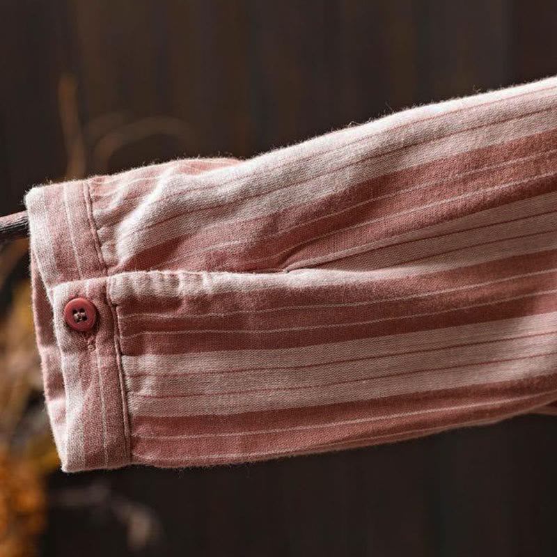 Camisa de algodón de manga larga con cuello alto y botones para mujer con Buddha Stones - image 22