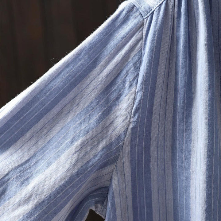 Camisa de algodón de manga larga con cuello alto y botones para mujer con Buddha Stones - image 10