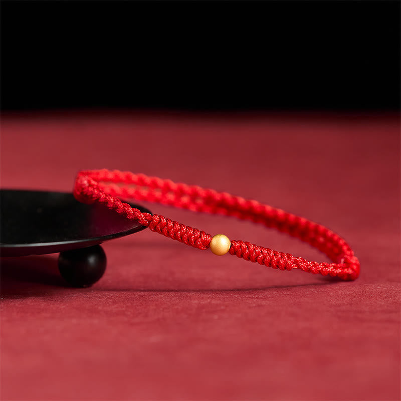 Pulsera tobillera de cuerda roja trenzada con cuentas individuales bañadas en oro y plata de ley 925 con Buddha Stones - image 14