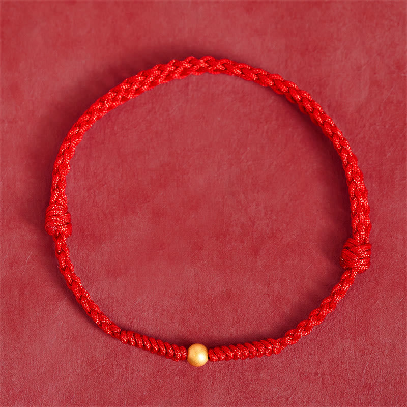 Pulsera tobillera de cuerda roja trenzada con cuentas individuales bañadas en oro y plata de ley 925 con Buddha Stones - image 10