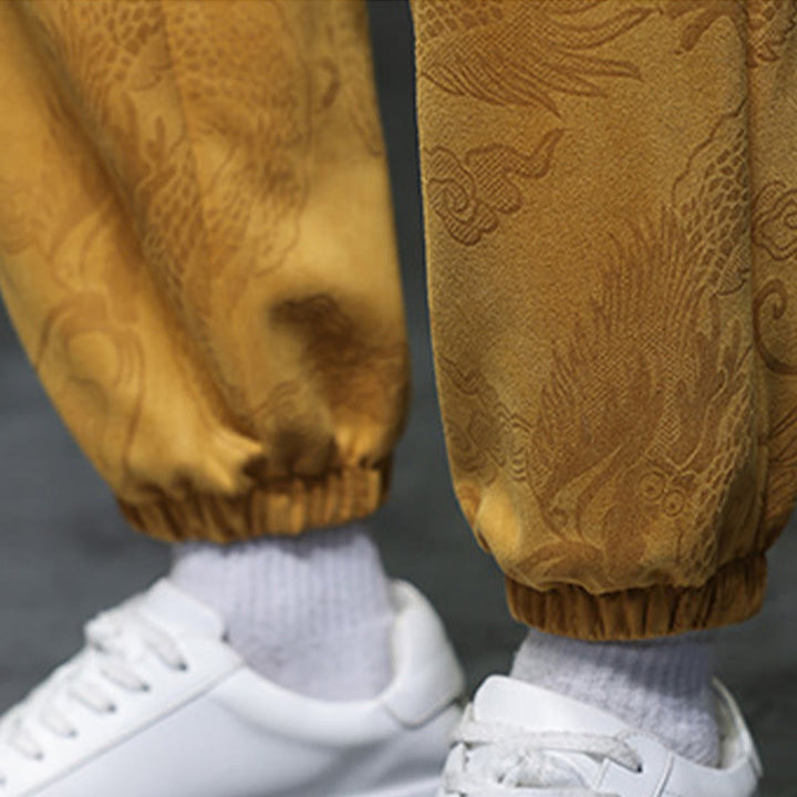 Conjunto de 2 piezas de traje Tang para hombre con diseño de Buddha Stones, dragón de primavera, nubes de bambú, chaqueta de manga larga de algodón con botones de rana y pantalones con bolsillos. - image 20