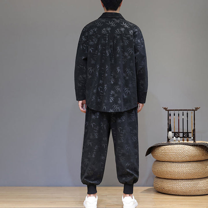 Conjunto de 2 Buddha Stones de traje Tang de bambú grueso de invierno para hombre, de pana de algodón con botones de rana, chaqueta de manga larga y pantalones con bolsillos. - image 25