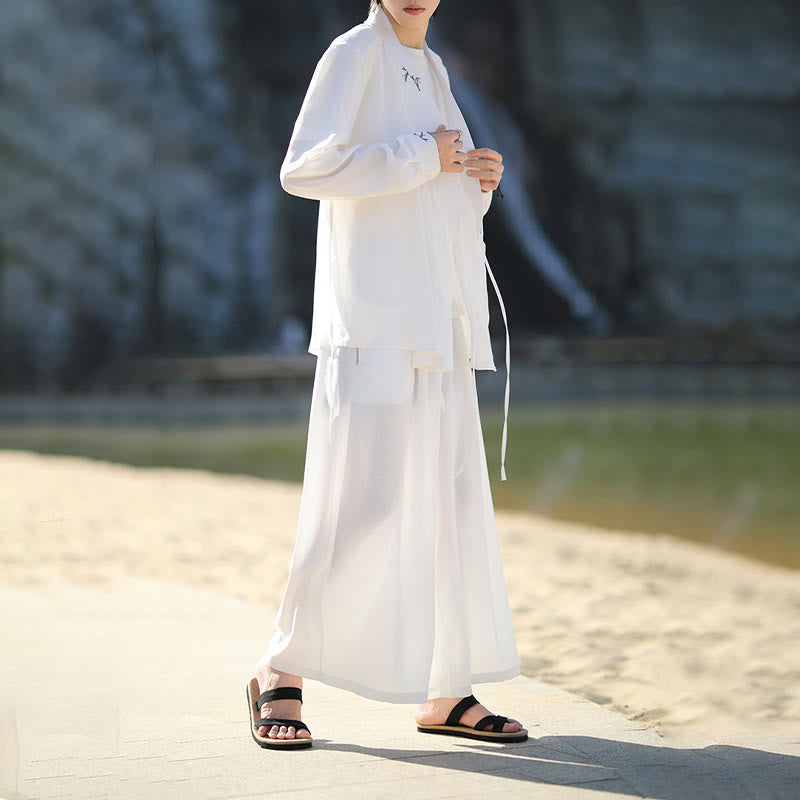 Conjunto de 2 piezas de kimono de algodón con bordado de bambú y cordones Buddha Stones, pantalones hasta los tobillos con bolsillos, ropa de meditación para hombre - image 9