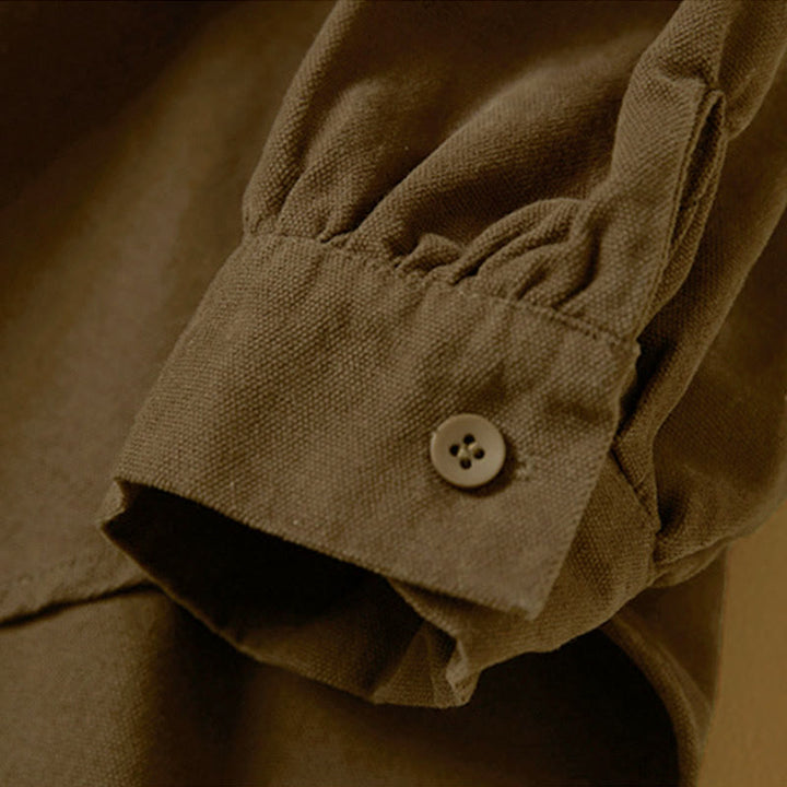 Camisa de algodón de manga larga con cuello alto y botones informales para mujer con diseño de Buddha Stones - image 19