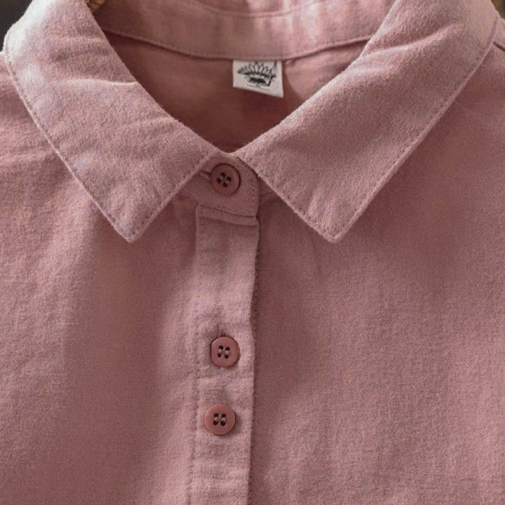 Camisa de algodón de manga larga con cuello alto, botones y estampado de Buddha Stones para mujer - image 6