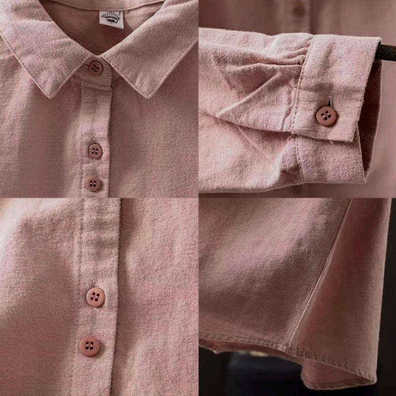 Camisa de algodón de manga larga con cuello alto, botones y estampado de Buddha Stones para mujer - image 16