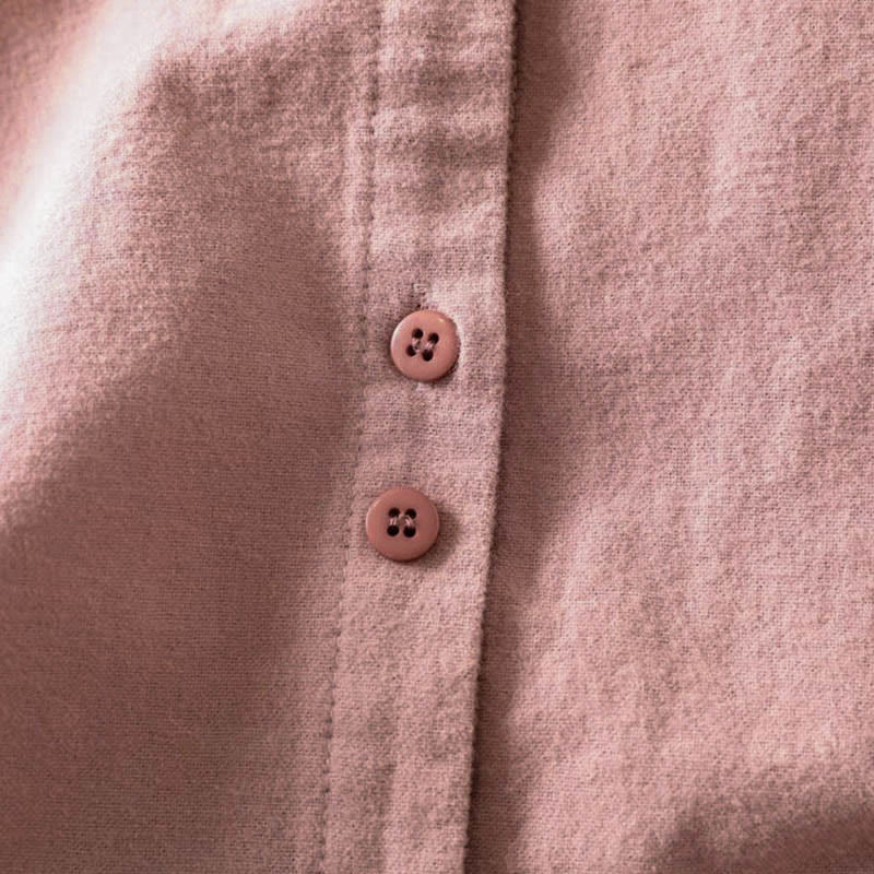 Camisa de algodón de manga larga con cuello alto, botones y estampado de Buddha Stones para mujer - image 11