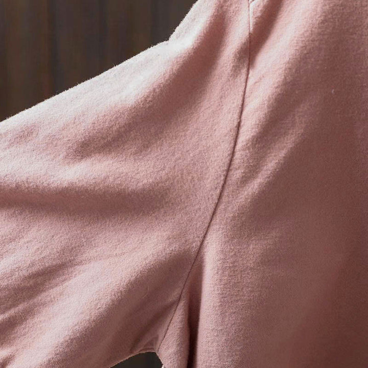 Camisa de algodón de manga larga con cuello alto, botones y estampado de Buddha Stones para mujer - image 12