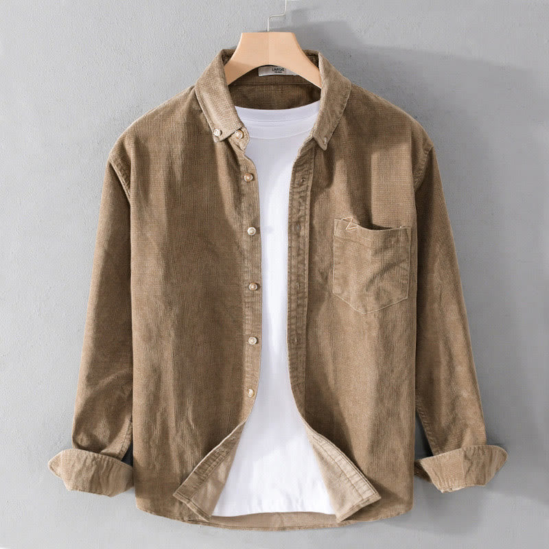 Chaqueta informal de pana con estampado de Buddha Stones, de algodón, de manga larga y color liso, para hombre, con bolsillos - BurlyWood - US/UK/AU44, EU54 (4XL) - image 7