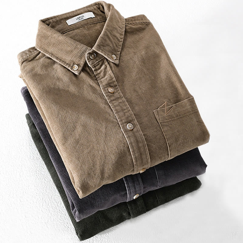 Chaqueta informal de pana con estampado de Buddha Stones, de algodón, de manga larga y color liso, para hombre, con bolsillos - image 19